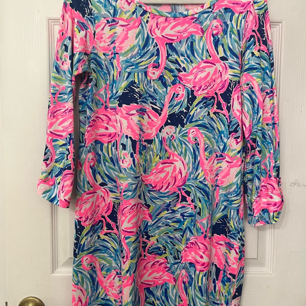 Vibrant Flamingo Print Dress
